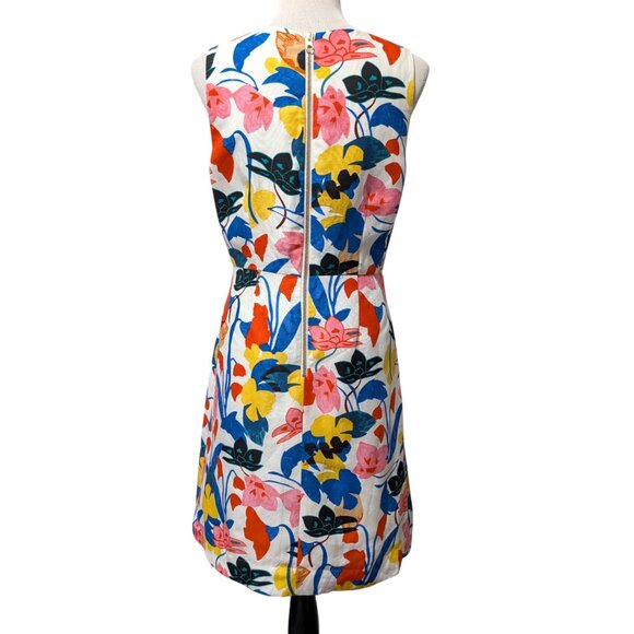 J Crew Womens Sz 8 Colorful Morning Floral Sleeveless V-Neck Lined A-Line Dress - Picture 3 of 11
